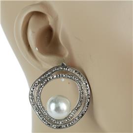 Metal Pearl Circle Stud Earring
