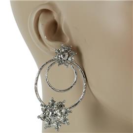 Metal Stones Flower Earring