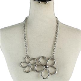 Chain Drop Flower Necklace Set