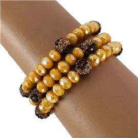 Crystal Beads 3 Layereds Stretch Bracelet