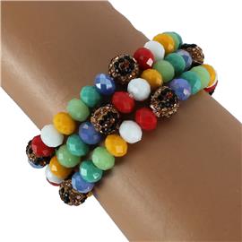 Crystal Beads 3 Layereds Stretch Bracelet