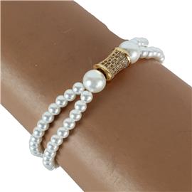 Pearls CZ Charm Bracelet