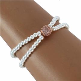 Pearls CZ Sphere Charms Bracelet