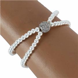 Pearls CZ Sphere Charms Bracelet