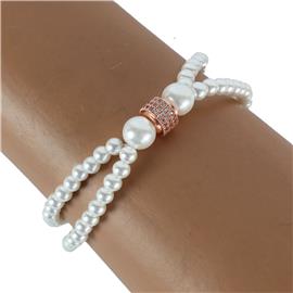 Pearls CZ Ring Stretch Bracelet