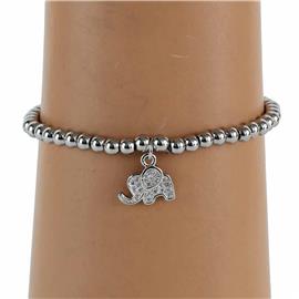 Stainless Steel Charm Elephant Stretch Bracelet