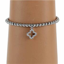 Stainless Steel Charm Trevol Stretch Bracelet