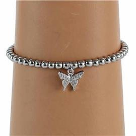 Stainless Steel Charm Butterfly Stretch Bracelet