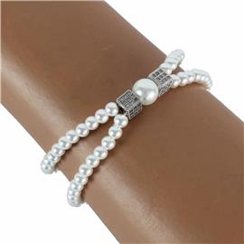 Pearls CZ Cubic Charm Bracelet