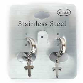 Stainless Steel Charms Cross Huggie Earring