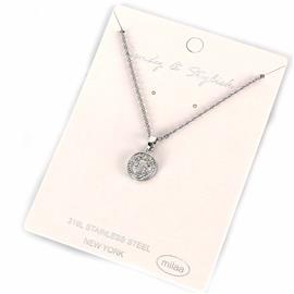 Stainless Steel Pendant Round  Necklace