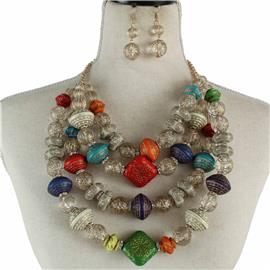 Fashion Natural Stones Layereds Necklace Set