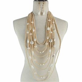Pearls Long Multilayereds Necklace Set