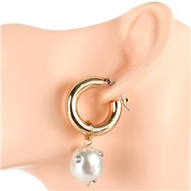 Metal Pearl Hoop Earring