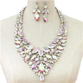 Crystal Leaf Shape Necklace Set
