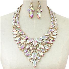 Crystal Leaf Shape Necklace Set