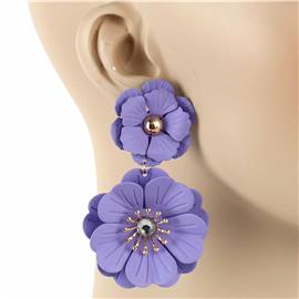 Metal Flower Long Earring