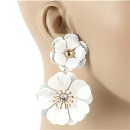 Metal Flower Long Earring