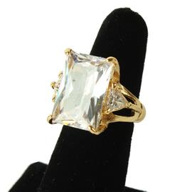 Cubic Zirconia Rectangle Stretch Ring