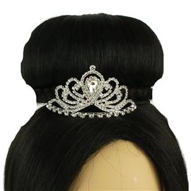 Rhinestones Swirl Tear Mini Crown Hair Comb