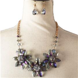 Fashion Crystal Beads Flower Necklace Set