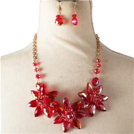 Fashion Crystal Beads Flower Necklace Set