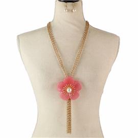Fashion Jade Flower Necklace Set