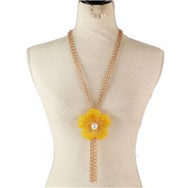 Fashion Jade Flower Necklace Set