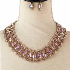 Crystal Bib Necklace Set