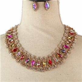 Crystal Bib Necklace Set