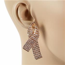 Rhinestones Breast Cancer Ribbon Earring