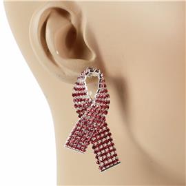 Rhinestones Breast Cancer Ribbon Earring