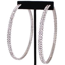 Rhinestones Double Layereds Hoop Earring