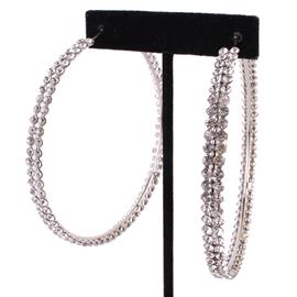 Rhinestones Double Layereds Hoop Earring