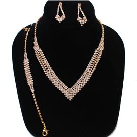 Rhinestones 3 Pcs Necklace Set