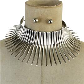 Metal Friged Dog Choker Necklace Set