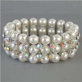 Pearl Stones 3 Lines Bracelet