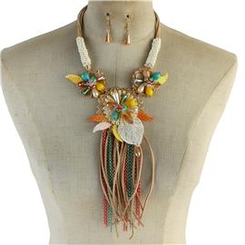 Fashion Drop Flower Necklace Set
