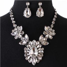 Crystal Teardrop Necklace Set