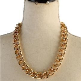 Metal Link Chain Necklace Set