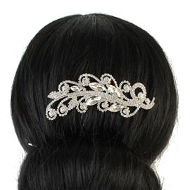 Rhinestones Oval Leaves Hair Comb