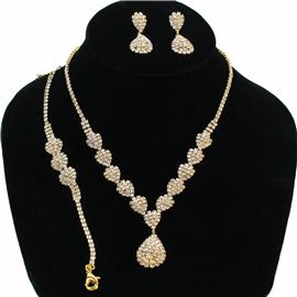 Rhinestone Teardrop 3 Pcs Necklace Set