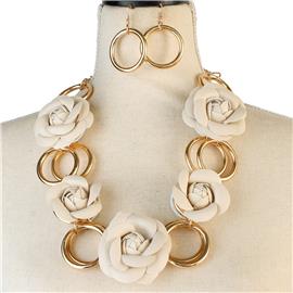 Rose Metal Chain Necklace Set