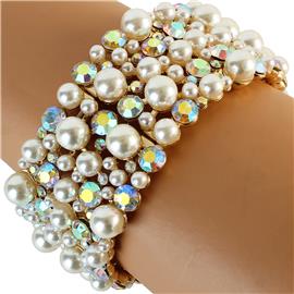 Pearl Crystal Casting Stretch Bracelet
