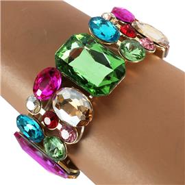 Glass Crystal Rectangle Stretch Bracelet