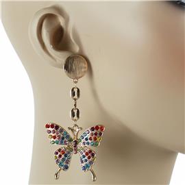 Crystal Metal Butterfly Earring
