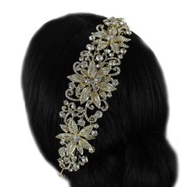 Crystal Leaves Flower Long Hair Comb / Multi-Uses