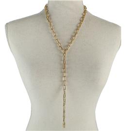 Metal Oval Chain Long Necklace