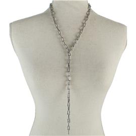 Metal Oval Chain Long Necklace