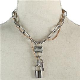 Oval Lock Chain Necklace